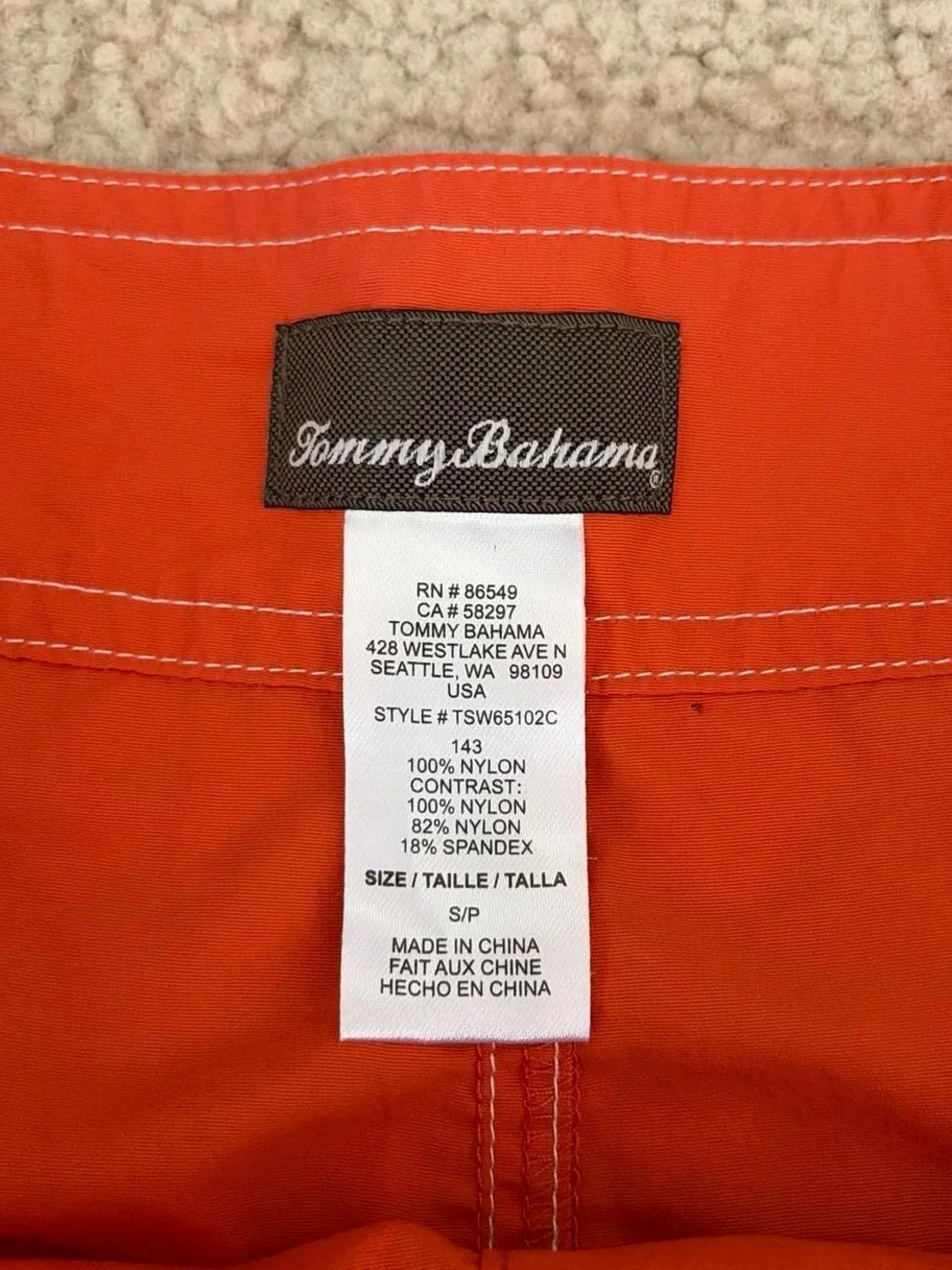 Tommy Bahama Orange Swim Shorts with Aqua Side Panels